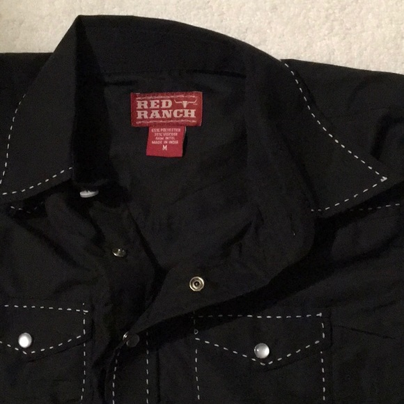 Western Rodeo Pearl Snaps Boy's Size Medium Shirt RED BANNER - Picture 4 of 7